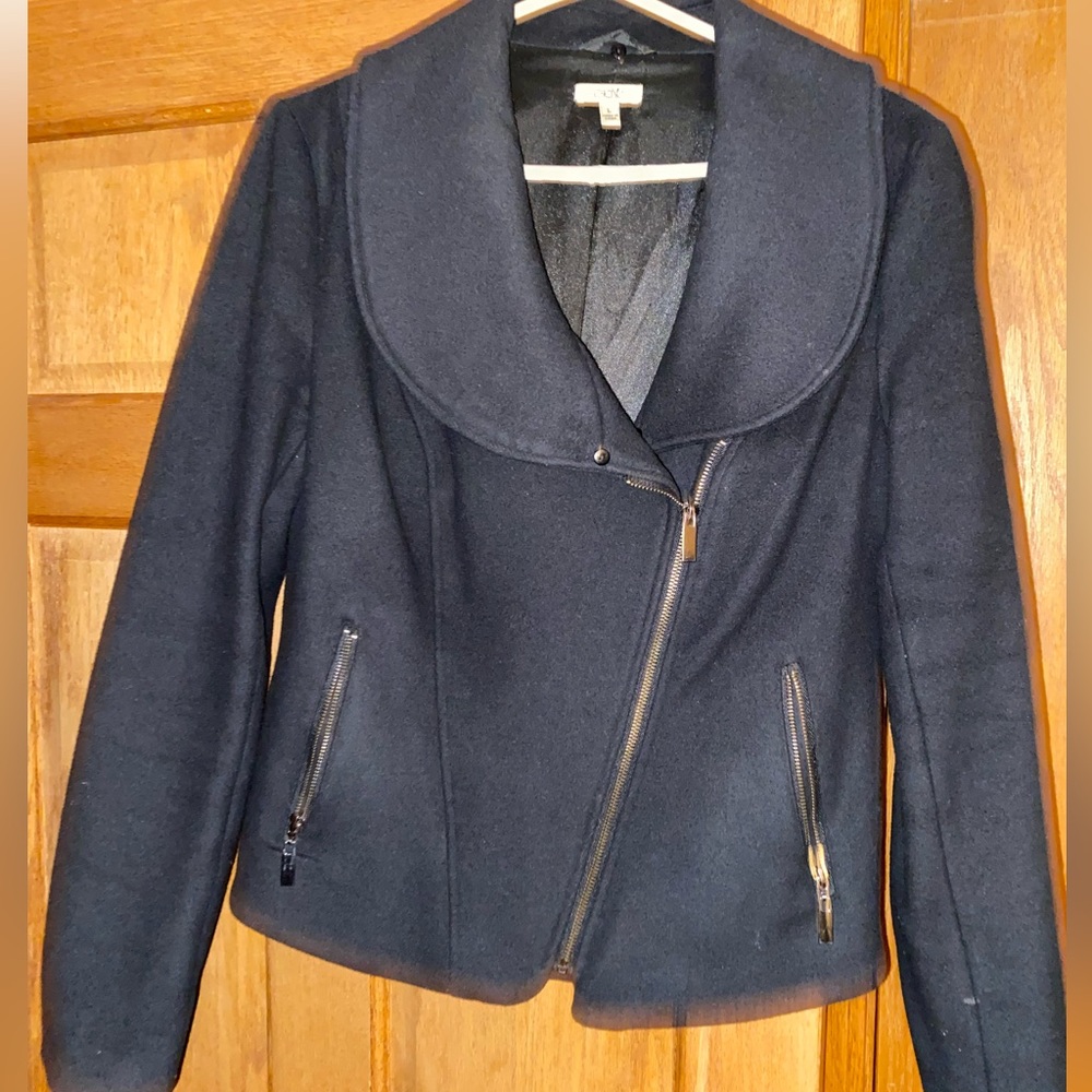 Cache Black Zippered Wool Jacket Fully Lined Casu… - image 1